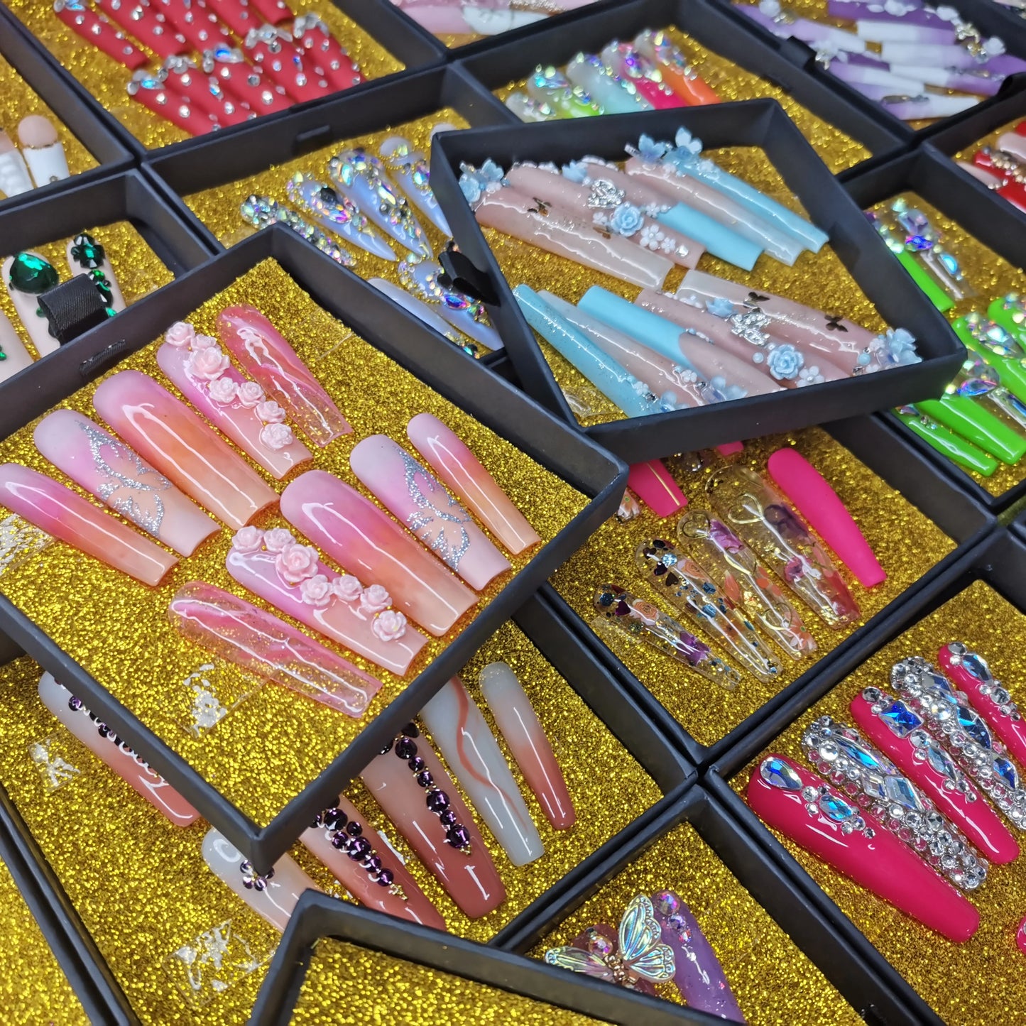 Luxury Rhinestone Press-On Nails - Designer Brand Style Acrylic (24 Pieces)