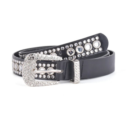 Crystal Rhinestone Belt Cowboy Cowgirl PU Leather Waist Belt