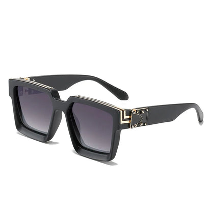 Oversized Square Sunglasses - Leopard Print UV400 Protection