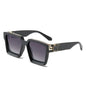 Oversized Square Sunglasses - Leopard Print UV400 Protection