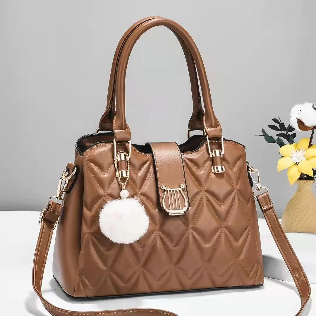 Fashion Leather Shoulder Bag - Bucket Style Crossbody Handbag