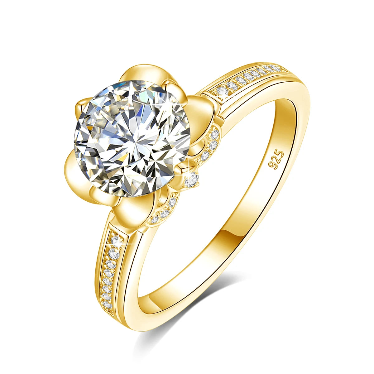 2 Carat Moissanite Engagement Ring - 925 Sterling Silver VVS1 Lab Diamond Ring