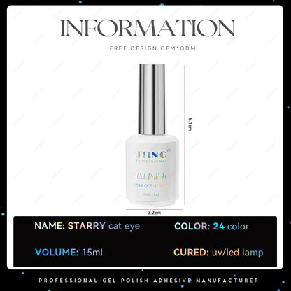 JTING Cat Eye Gel Nail Polish 24-Color Set with Magnet - Complete Collection Kit