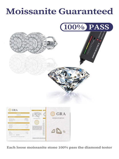 925 Sterling Silver Moissanite Diamond Stud Earrings - VVS Quality Wedding & Birthday Gift