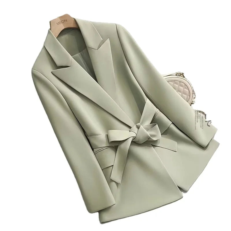 Lace-Up Belt Blazer - Korean Style Slim Fit Suit Jacket