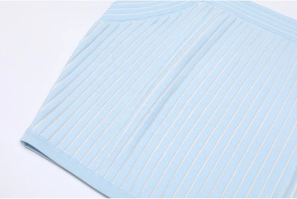 2-Piece Knit Set - Sleeveless Vest & Pleated A-Line Skirt