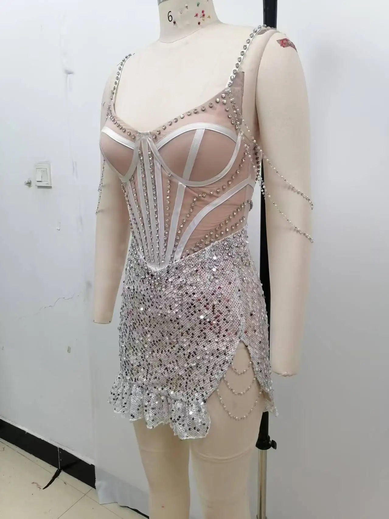 Sequined Mini Party Dress - Sleeveless Beaded Cocktail Dress