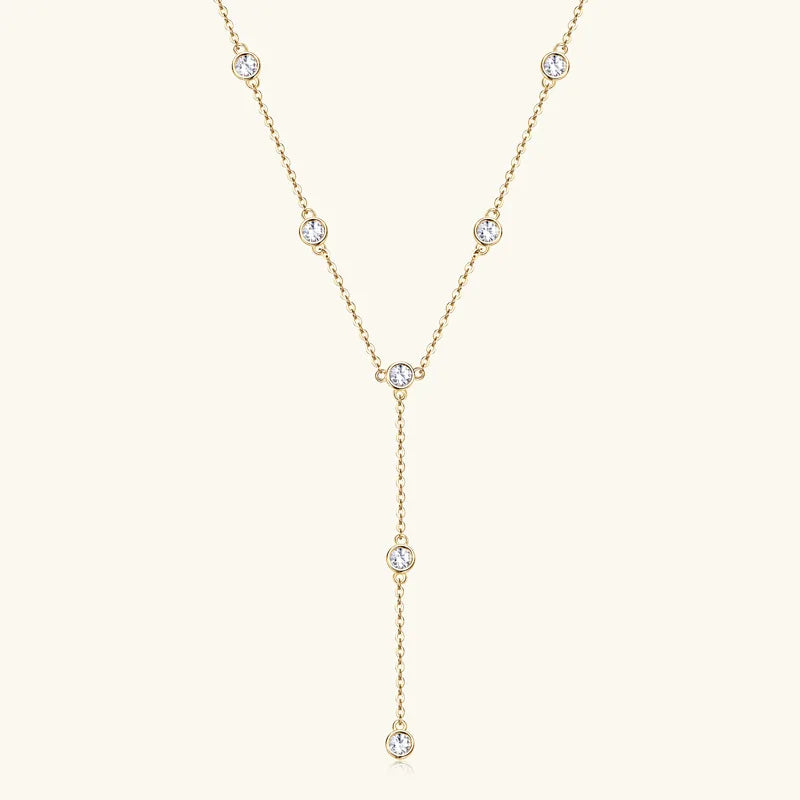 Sterling Silver Moissanite Bead Necklace - 1.1 Carat D VVS1 with Gold or Rhodium Plating