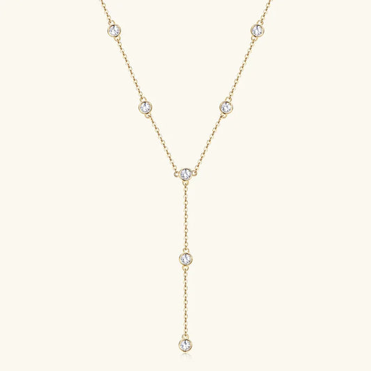 Sterling Silver Moissanite Bead Necklace - 1.1 Carat D VVS1 with Gold or Rhodium Plating