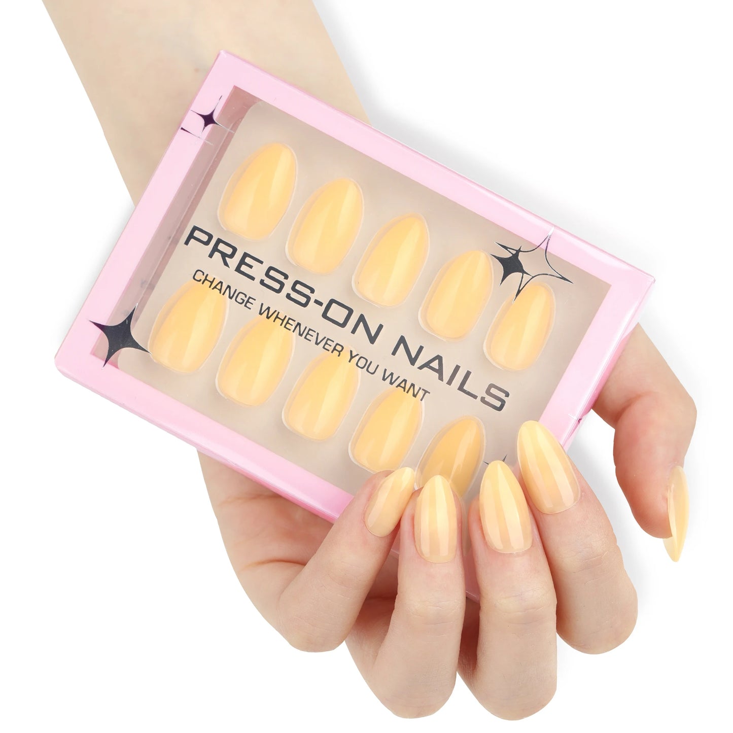 French Pink Almond Press-On Nails - Soft Gel Short Length (30 Pieces)
