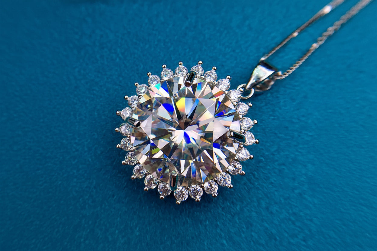 1.3 Carat Moissanite Snowflake Pendant Necklace - 925 Sterling Silver