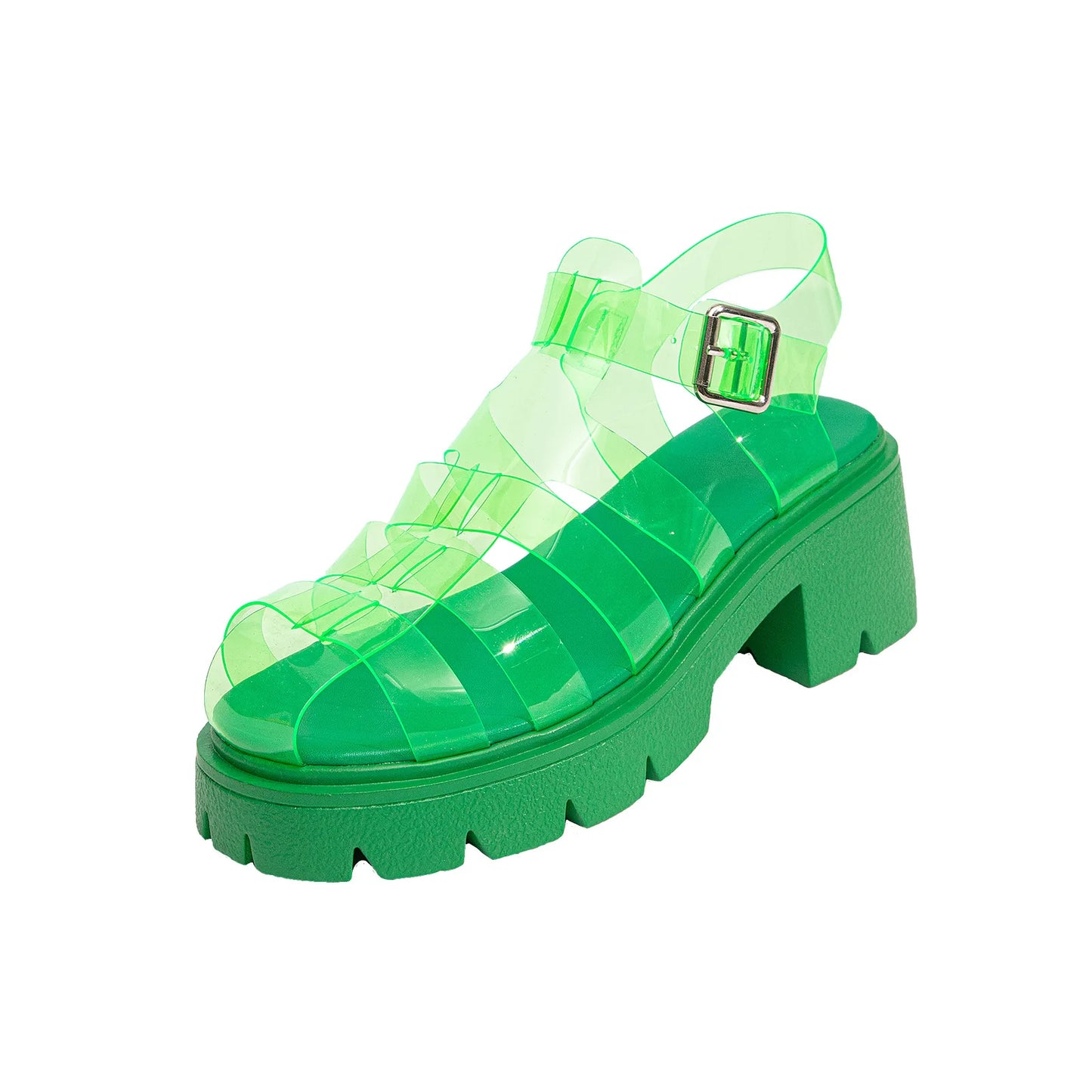 Transparent PVC Roman Sandals - Platform Beach Shoes