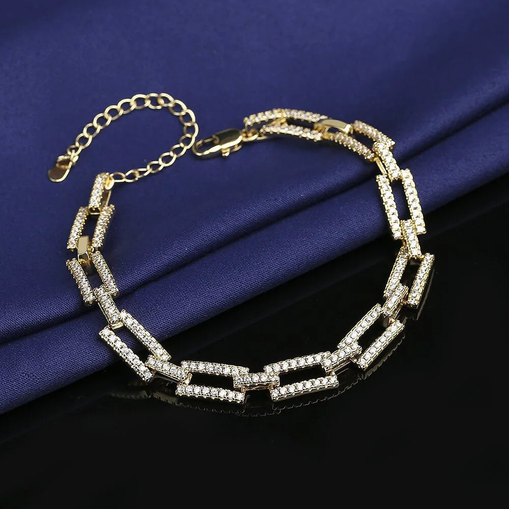 Moissanite Chain Link Bracelet 18K  Bracelet