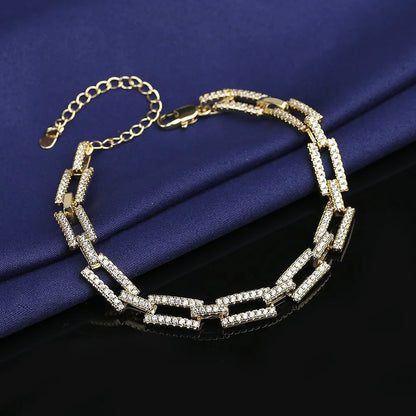 Moissanite Chain Link Bracelet 18K  Bracelet