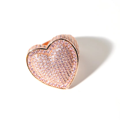 Heart-Shaped CZ Ring - Iced Out Bling Statement Jewelry