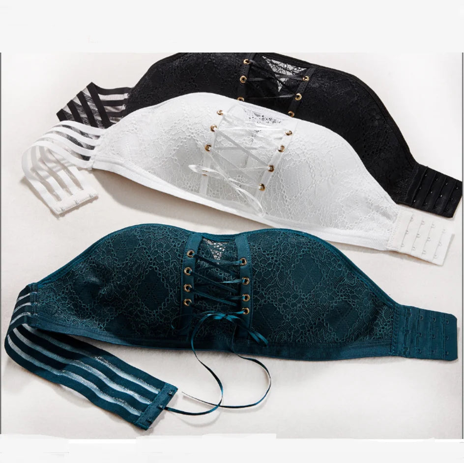 Seamless Push-Up Bra - Wire-Free Strapless Lace Bralette