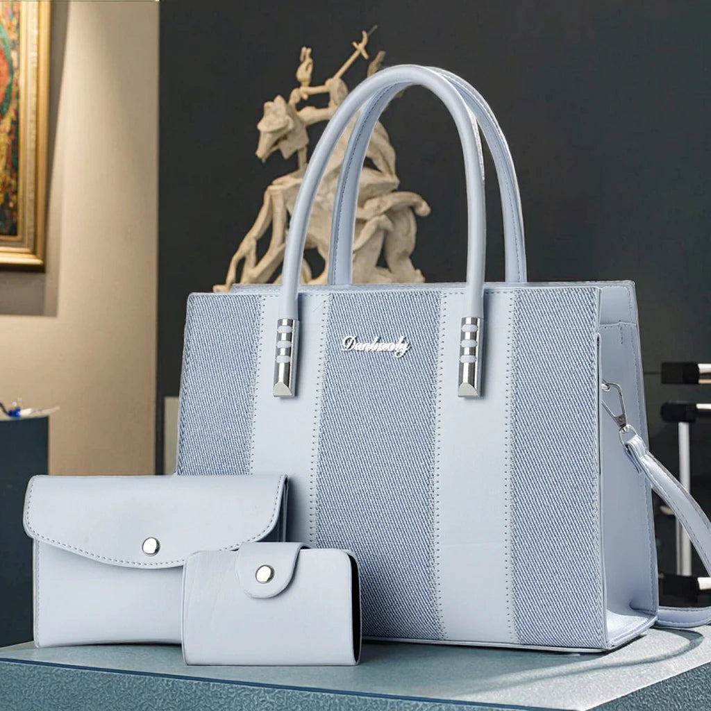 3-Piece Handbag Set - Shoulder Bag, Crossbody & Tote Combination