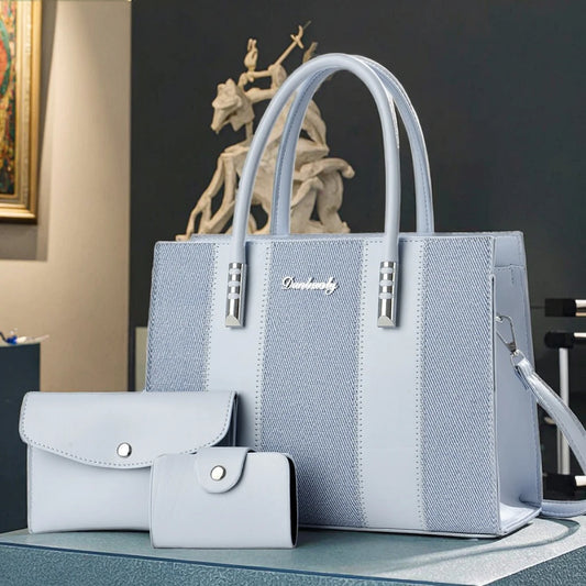 3-Piece Handbag Set - Shoulder Bag, Crossbody & Tote Combination