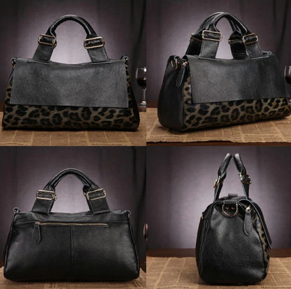 Large Leopard Print Capacity Soft Leather Shoulder Crossbody Tote