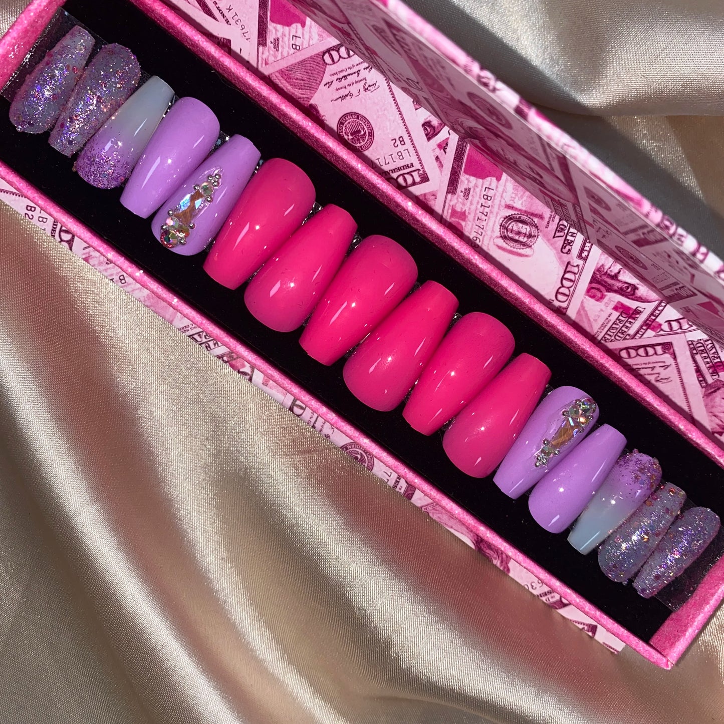 Handmade Pink Gel Press-On Nails - Custom Decoration Design (Wholesale Available)