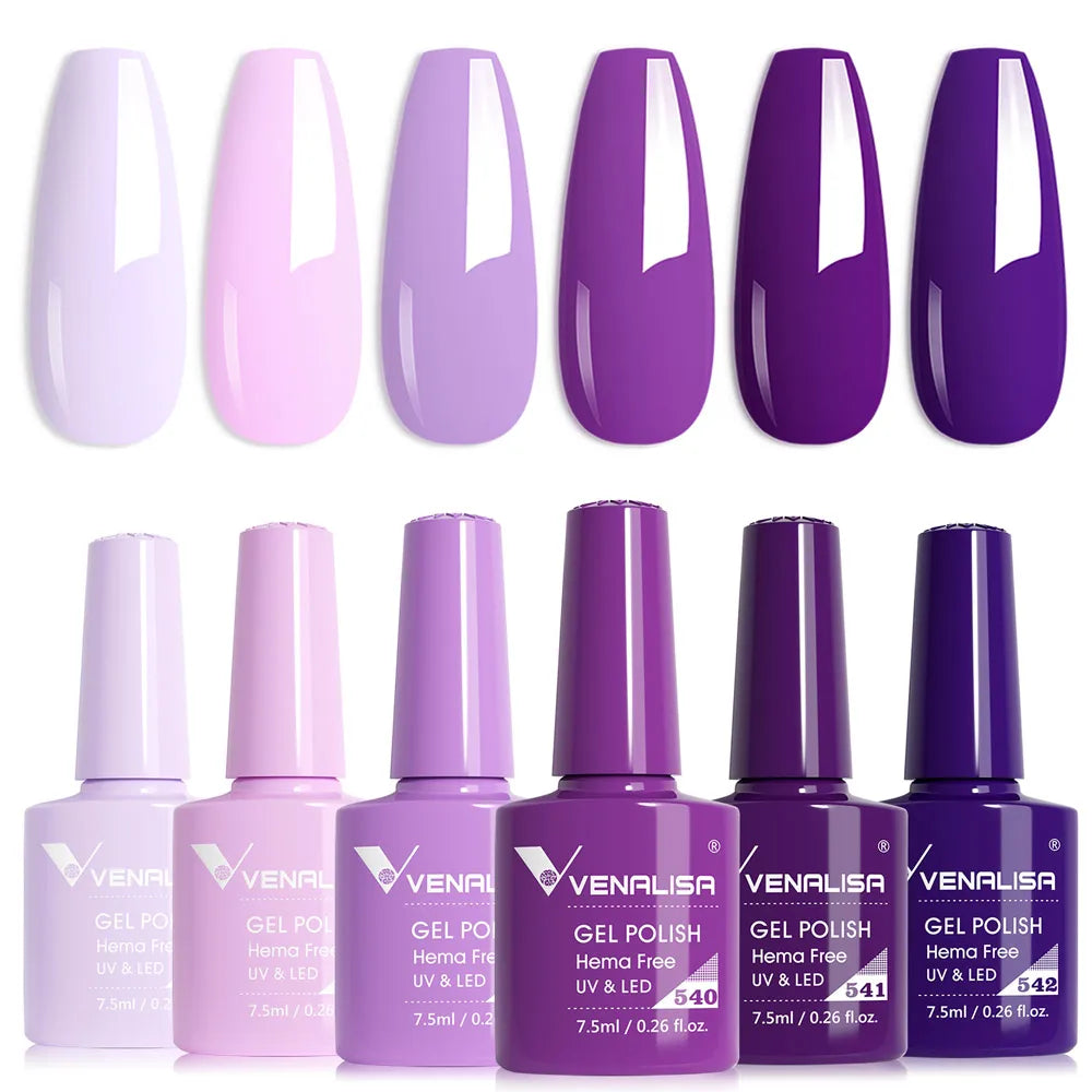 Venalisa Gel Nail Polish 6-Piece Kit - Red & Nude French Manicure Starter Set