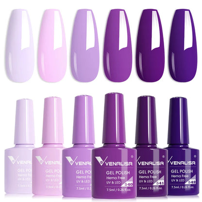 Venalisa Gel Nail Polish 6-Piece Kit - Red & Nude French Manicure Starter Set