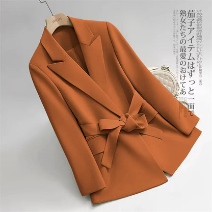 Lace-Up Belt Blazer - Korean Style Slim Fit Suit Jacket