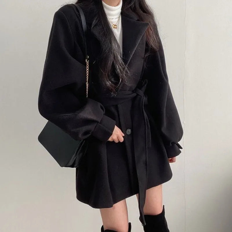Puff Sleeve Button-Up Overcoat