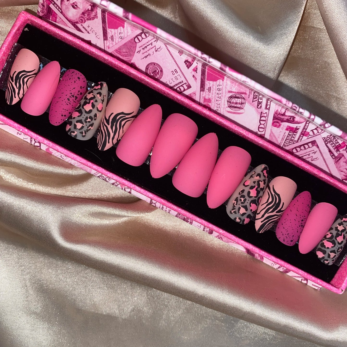 Handmade Pink Gel Press-On Nails - Custom Decoration Design (Wholesale Available)