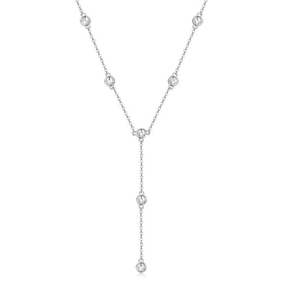 Sterling Silver Moissanite Bead Necklace - 1.1 Carat D VVS1 with Gold or Rhodium Plating