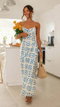 Printed Backless Maxi V-Neck Spaghetti Strap Summer Dress
