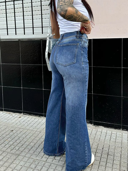 High-Waist Wide Vintage Straight Fit Jeans