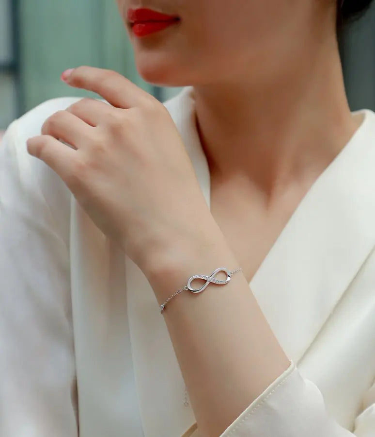 Moissanite Infinity Bracelet - S925 Sterling Silver