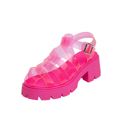 Transparent PVC Roman Sandals - Platform Beach Shoes