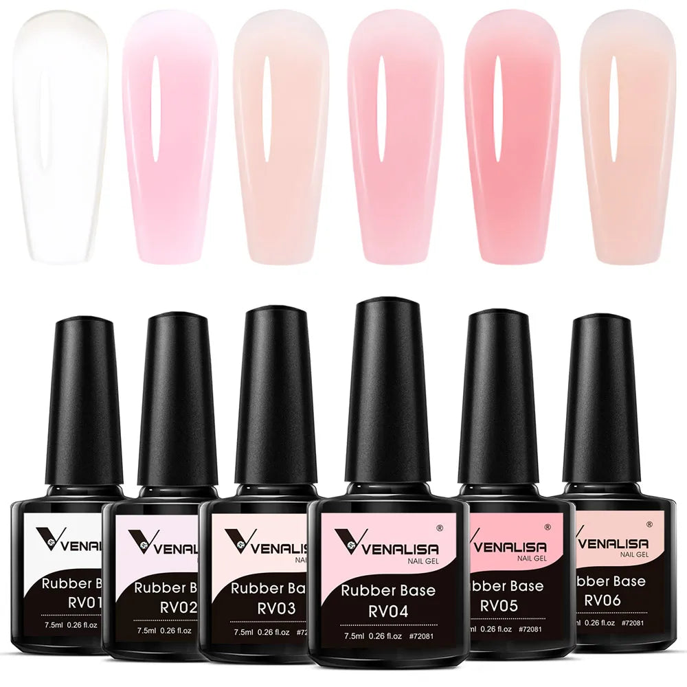 Venalisa Gel Nail Polish 6-Piece Kit - Red & Nude French Manicure Starter Set