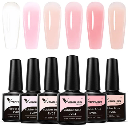Venalisa Gel Nail Polish 6-Piece Kit - Red & Nude French Manicure Starter Set