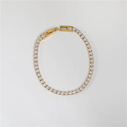 18K Gold Plated Tennis Necklace - Waterproof Zirconia Stainless Steel