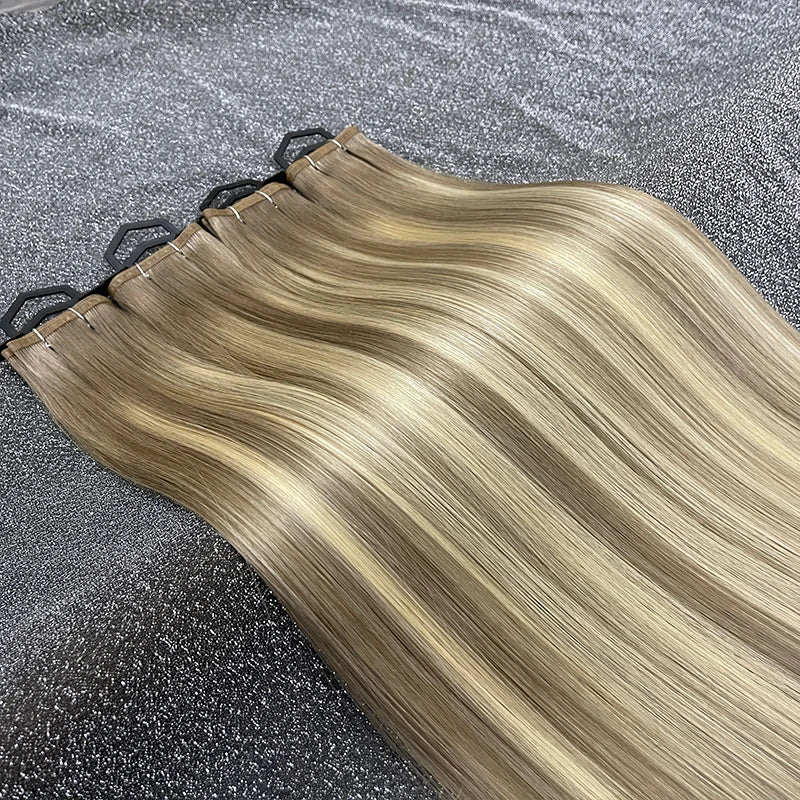 Slavic Raw Human Hair Flat Weft Extensions - 12A Grade Double Drawn Russian Virgin Hair