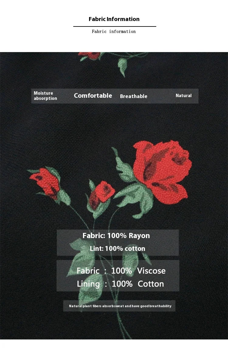 Floral French Retro Dress - Casual Chiffon Summer Dress