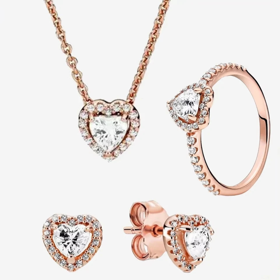 Sparkling Heart 925 Sterling Silver with Colorful Zircon