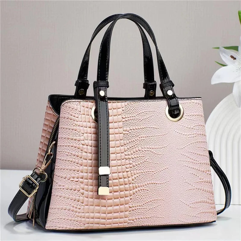 Retro Crocodile Embossed Messenger Handbag