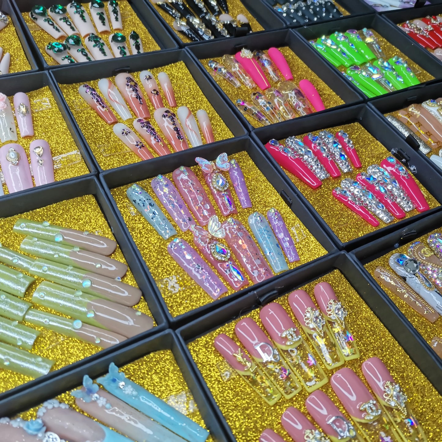 Luxury Rhinestone Press-On Nails - Designer Brand Style Acrylic (24 Pieces)