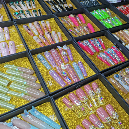 Luxury Rhinestone Press-On Nails - Designer Brand Style Acrylic (24 Pieces)