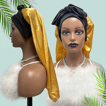 Silk Satin Sleeping Bonnet - Adjustable Long Hair Bonnet for Women