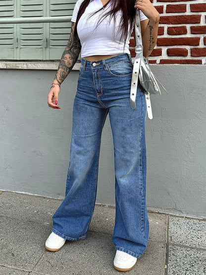 High-Waist Wide Vintage Straight Fit Jeans