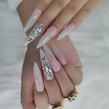 Luxury Rhinestone Press-On Nails - Designer Brand Style Acrylic (24 Pieces)