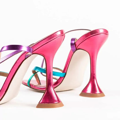 Square Toe Leather  Ankle Strap Party Shoes