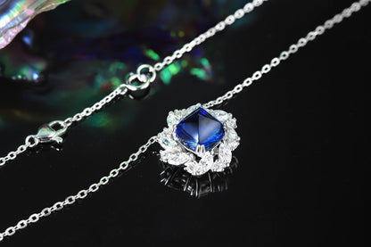 Vintage Flower Necklace - Sterling 925 Silver Lab Grown Gemstone Pendant