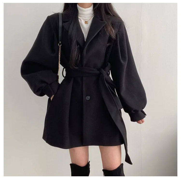 Puff Sleeve Button-Up Overcoat