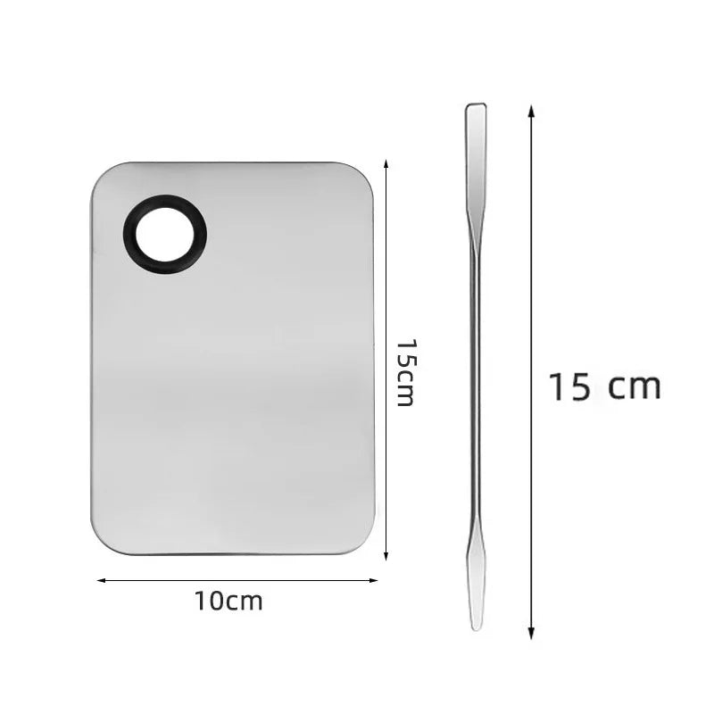 Stainless Steel Makeup Mixing Palette with Spatula - Professional Cosmetic & Nail Art Tool